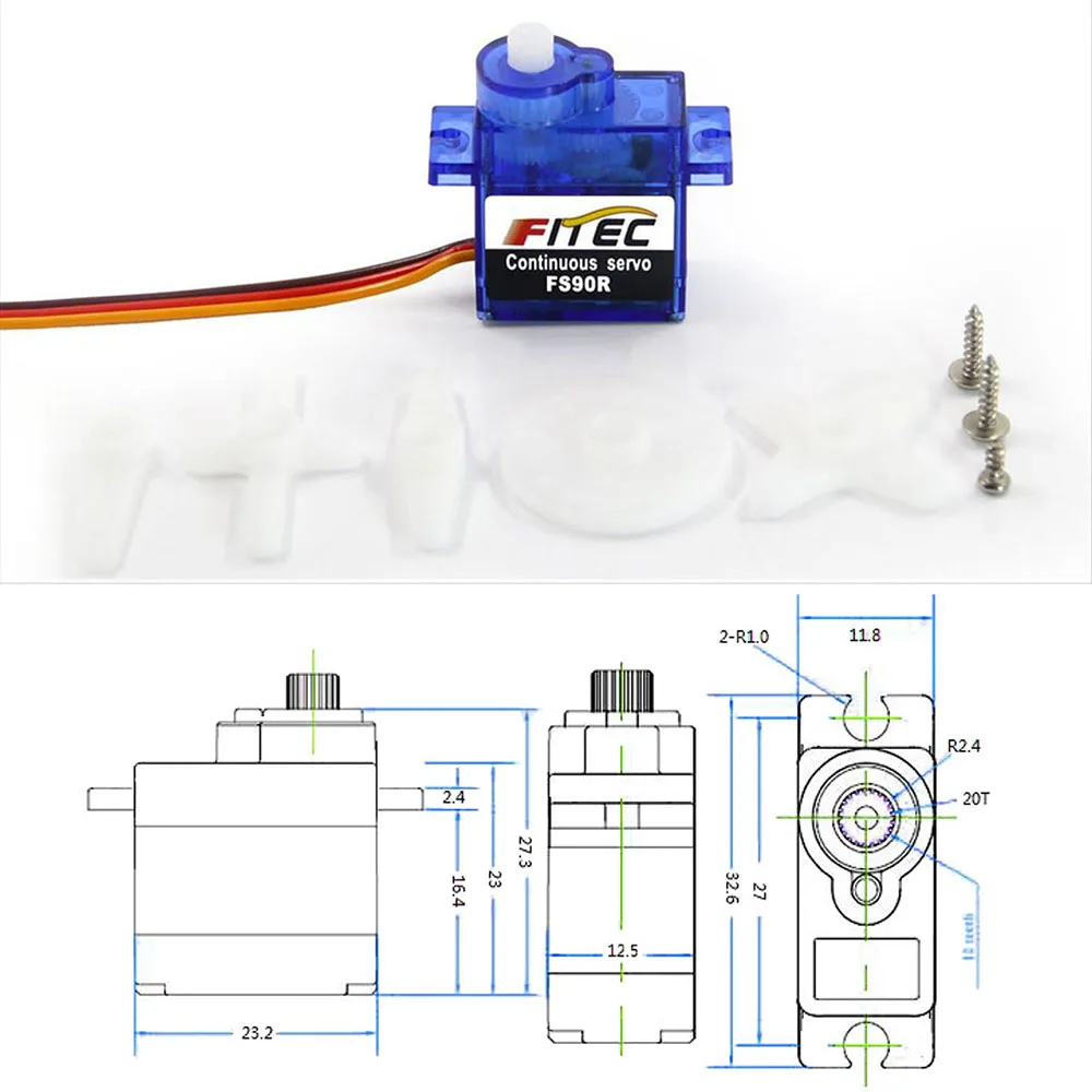 Feetech Mini FS90R مايكرو سيرف - مراجعة Rc Hobby Shops وسعره